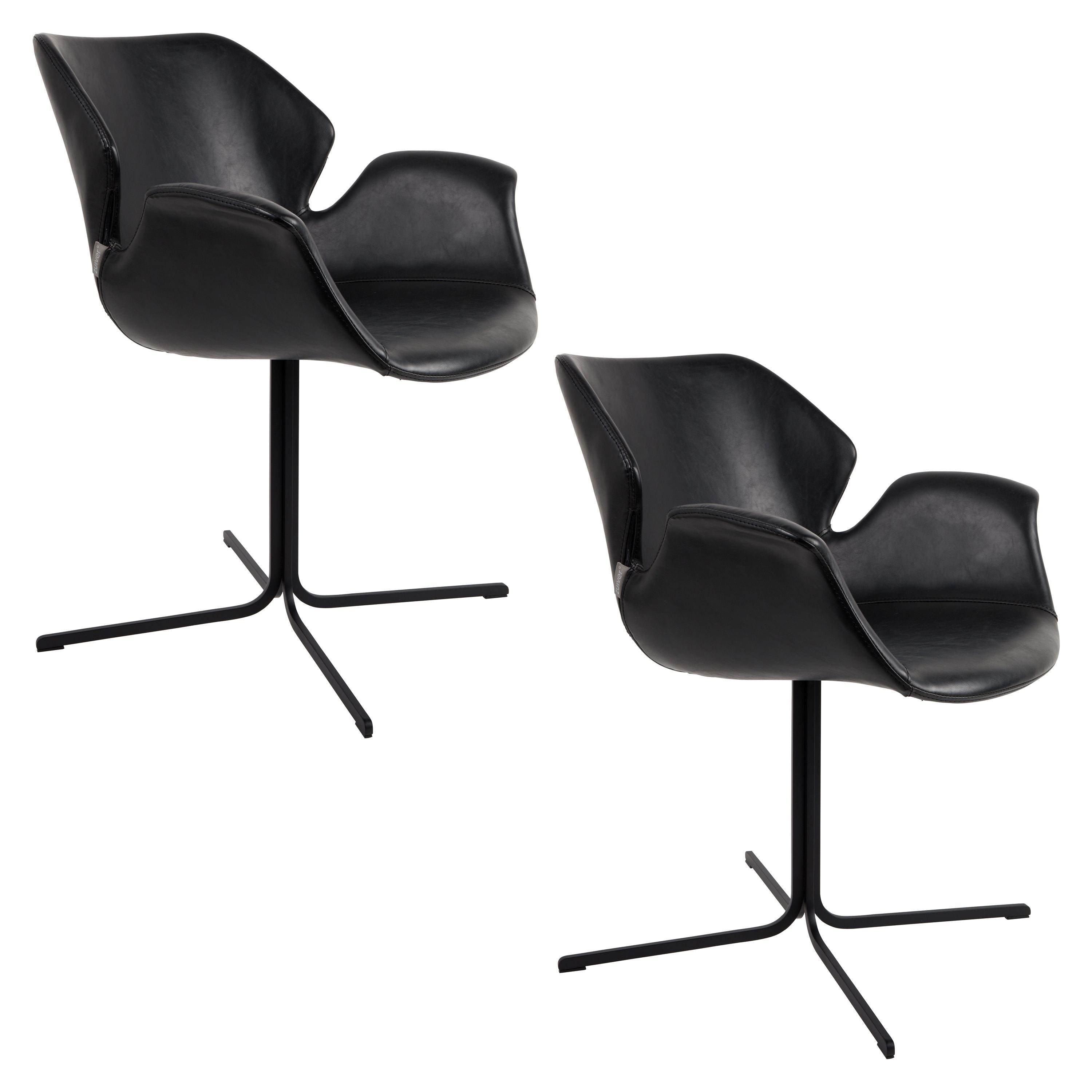 Zuiver Nikki Eetkamerstoelen Armleuning Zwart - Set van 2