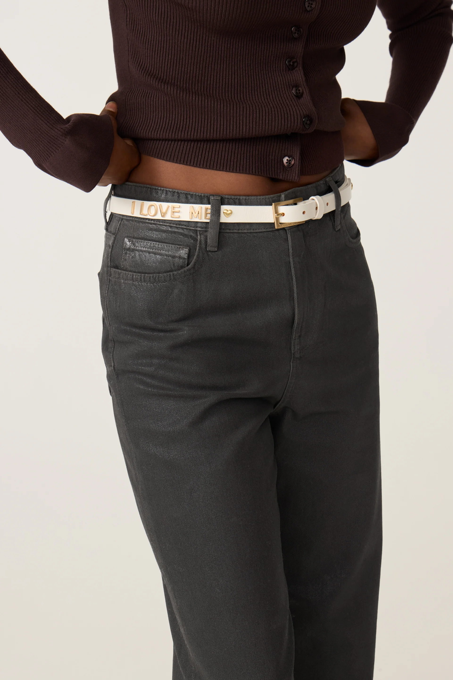 Studded Loveletter Belt | Cosy White