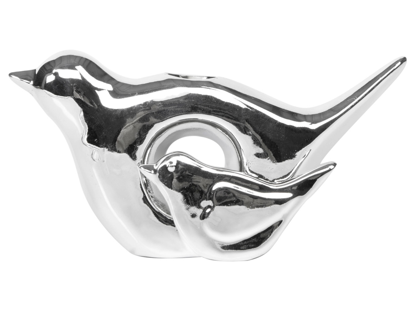 Figurka wazonik ceramiczny Ptaszek 10 cm srebrny