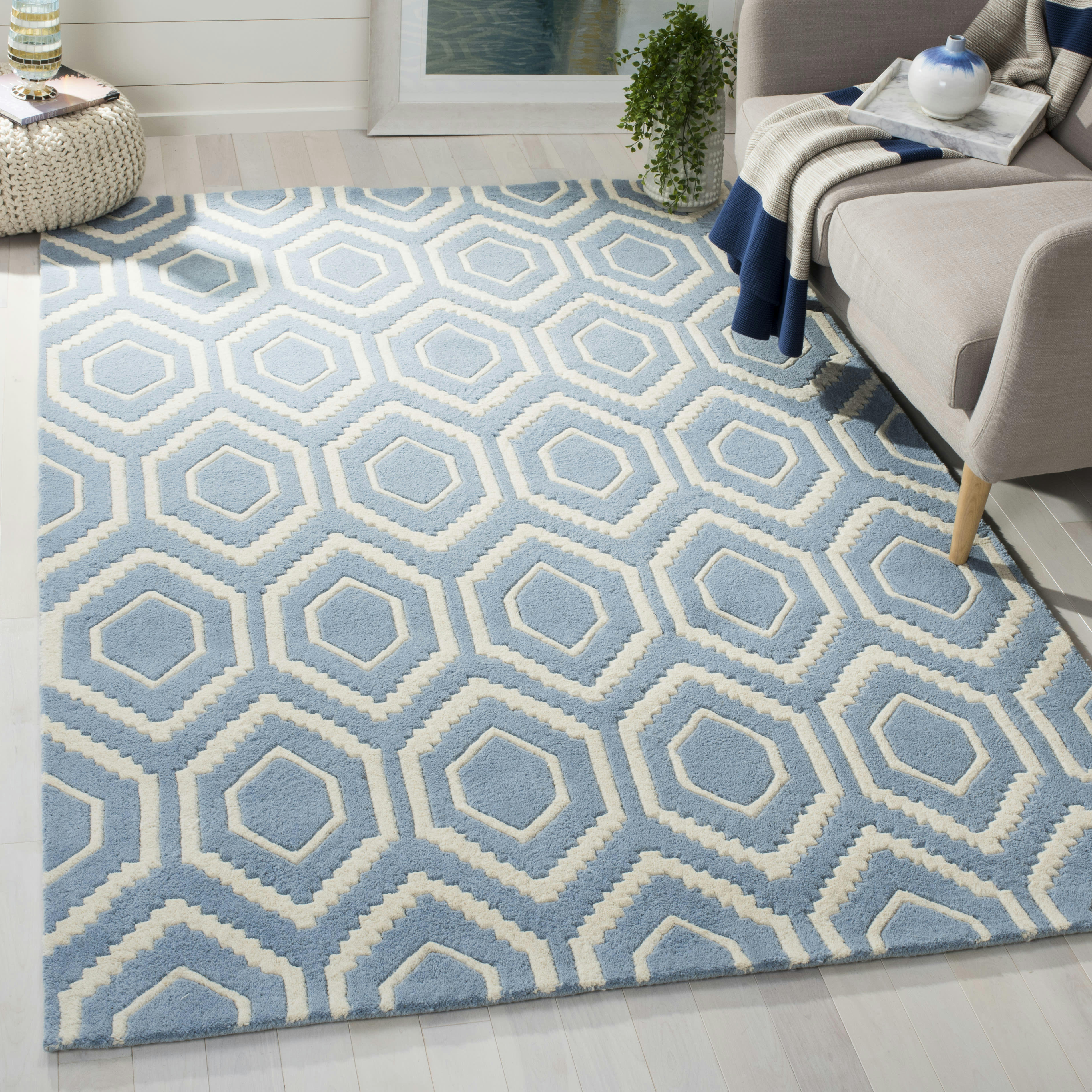 CHATHAM - Tapis de salon interieur en bleu & ivoire, 183 x 274 cm