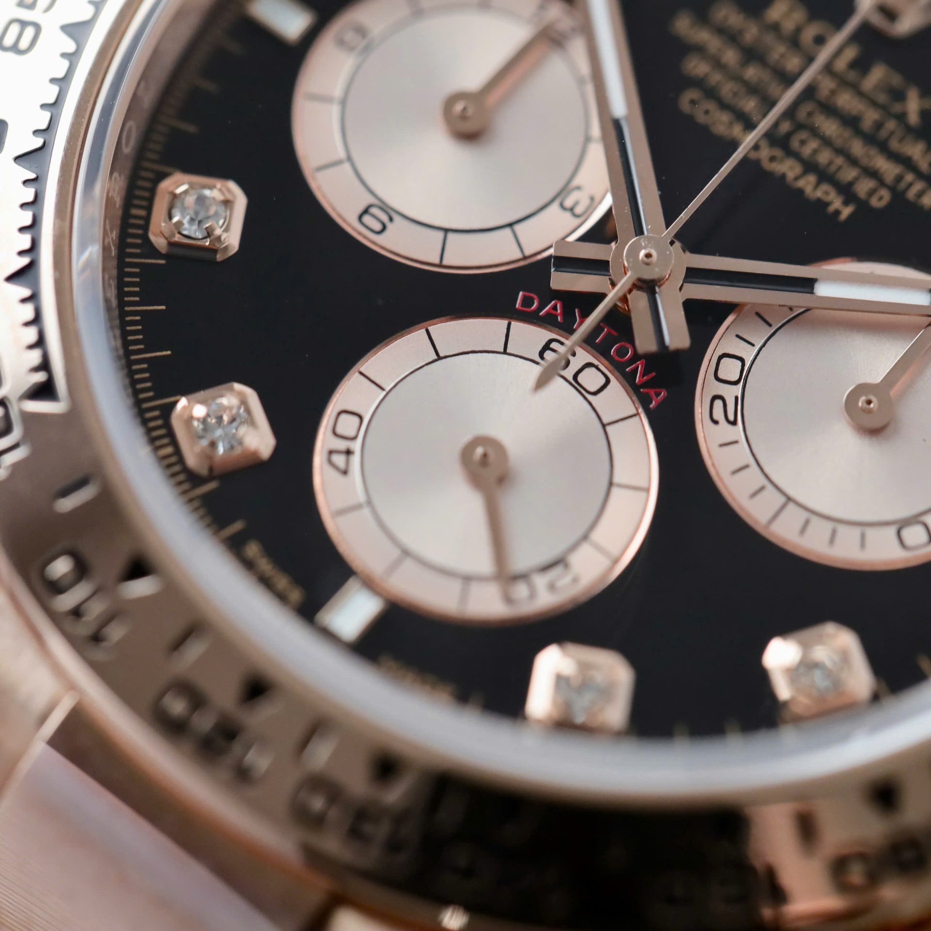 Rolex Daytona RG Plated Black Dial CZ Diamonds 40mm Oyster Super Clone