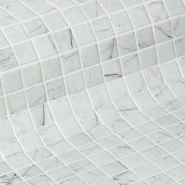 Mosaïque en pâte de verre aspect marbre mate 2,5x2,5 cm ZEN CARRARA