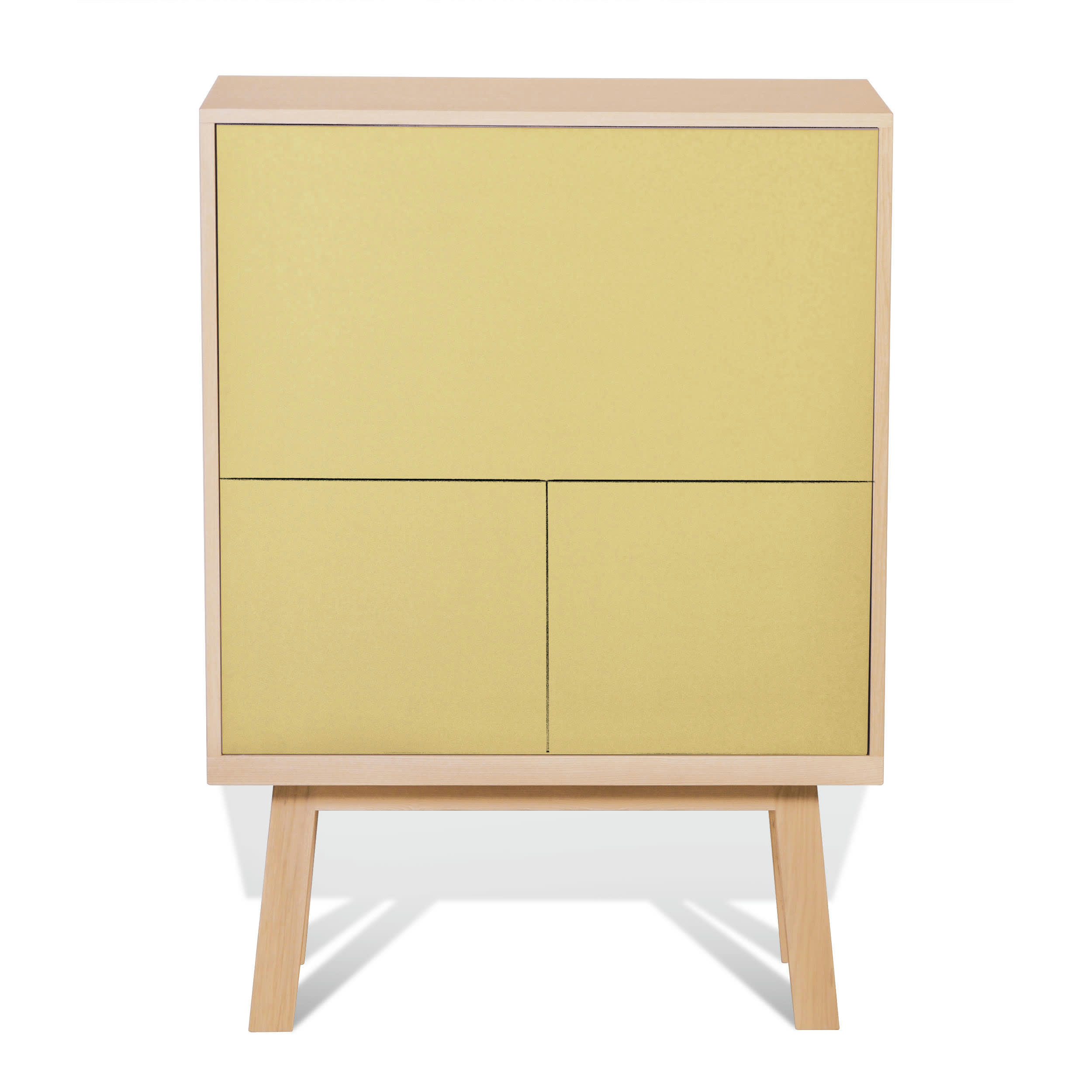 KUBE - Bureau secrétaire avec rangement de 90 cm de large, en frêne