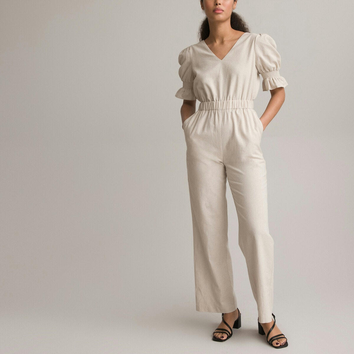 Combinaison-pantalon, en lin et coton