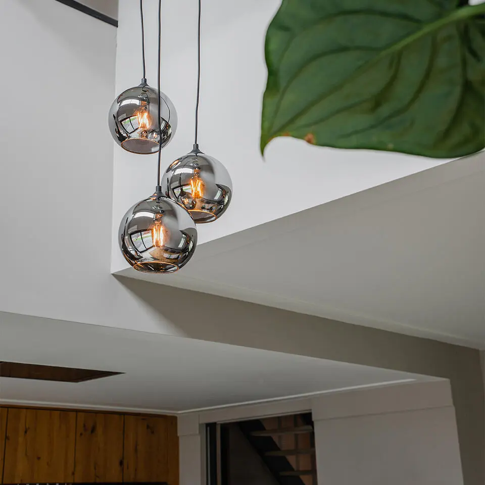 Qazqa hanglamp wallace grijs e27