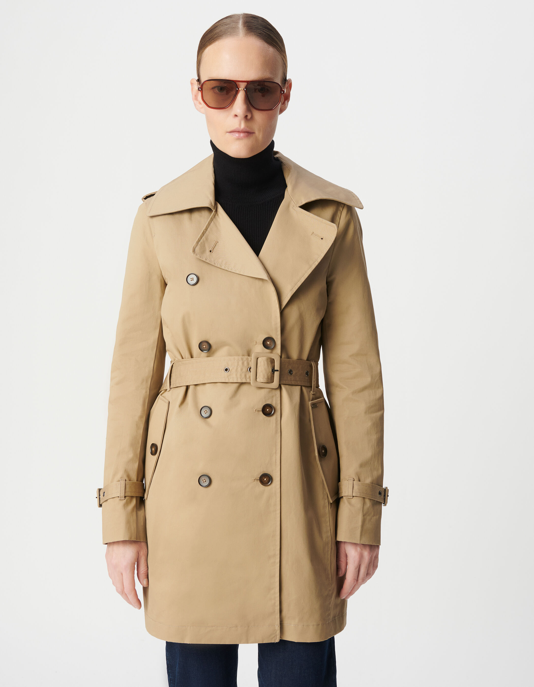 Trench beige capuche noire amovible Femme