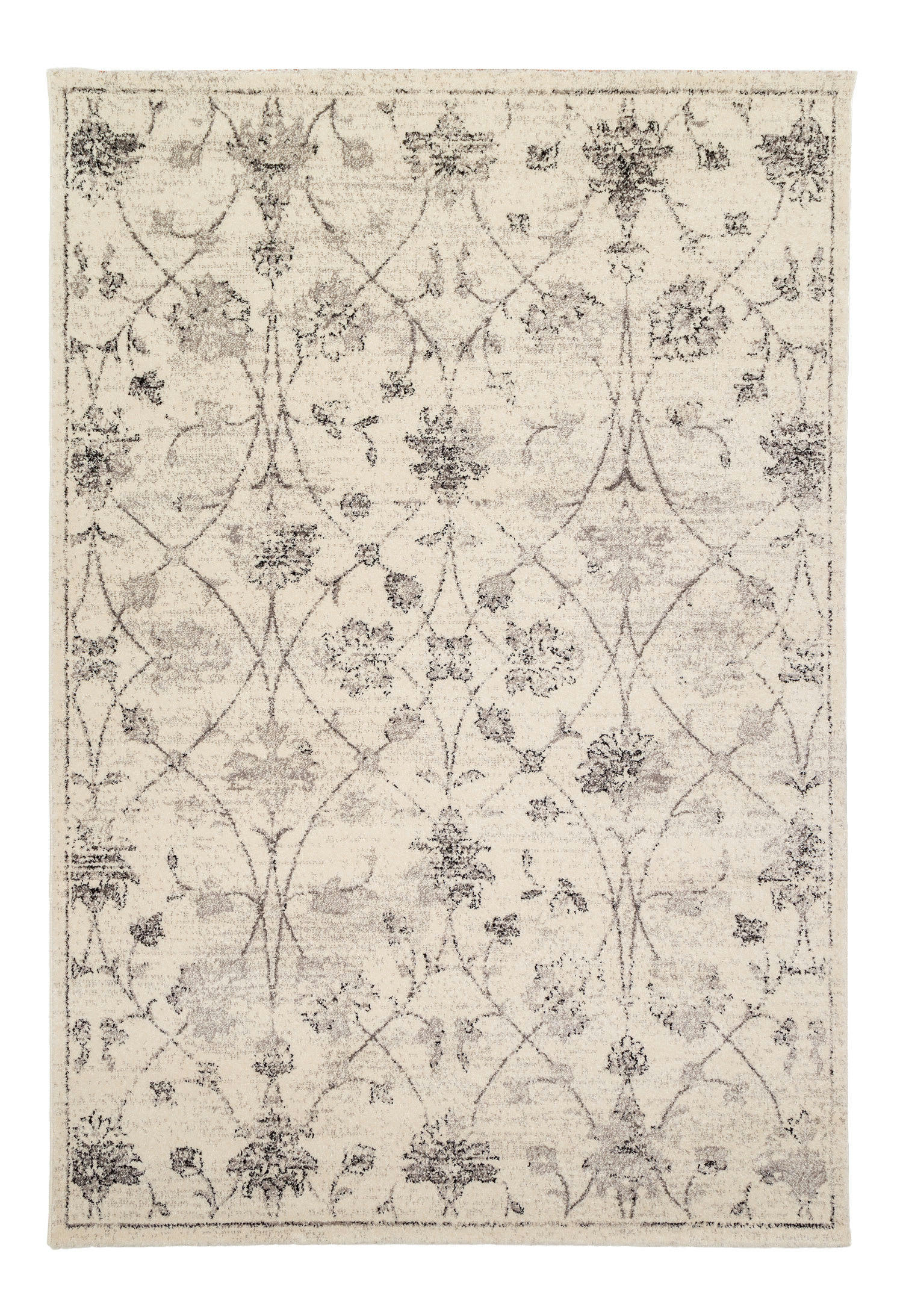 FLORAL - Tapis design contemporain floral gris 160x230