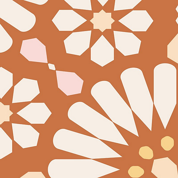 Crédence cuisine en aluminium - effet carreaux de ciment orange - 240x50 cm (en 2 bandeaux)