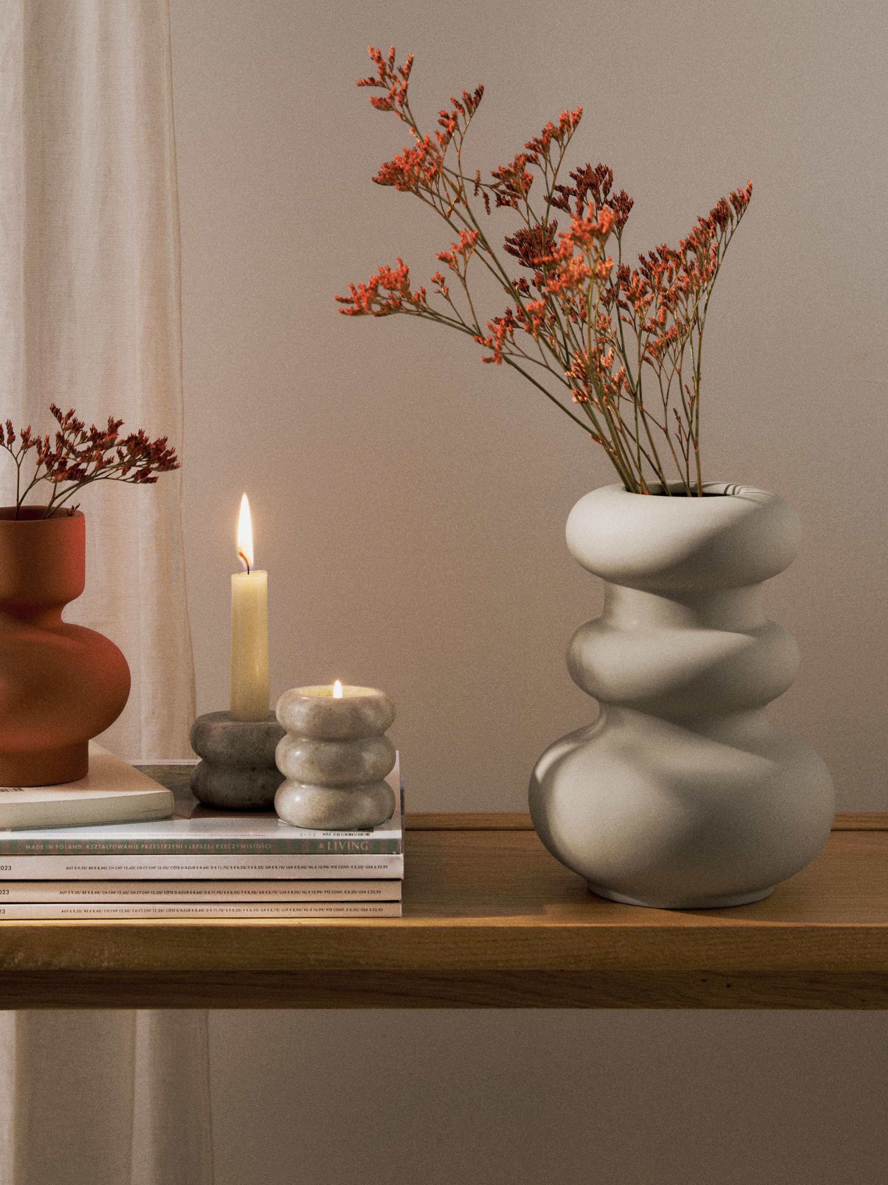 2in1 Kerzen- und Teelichthalter Orta aus Marmor, 2er-Set