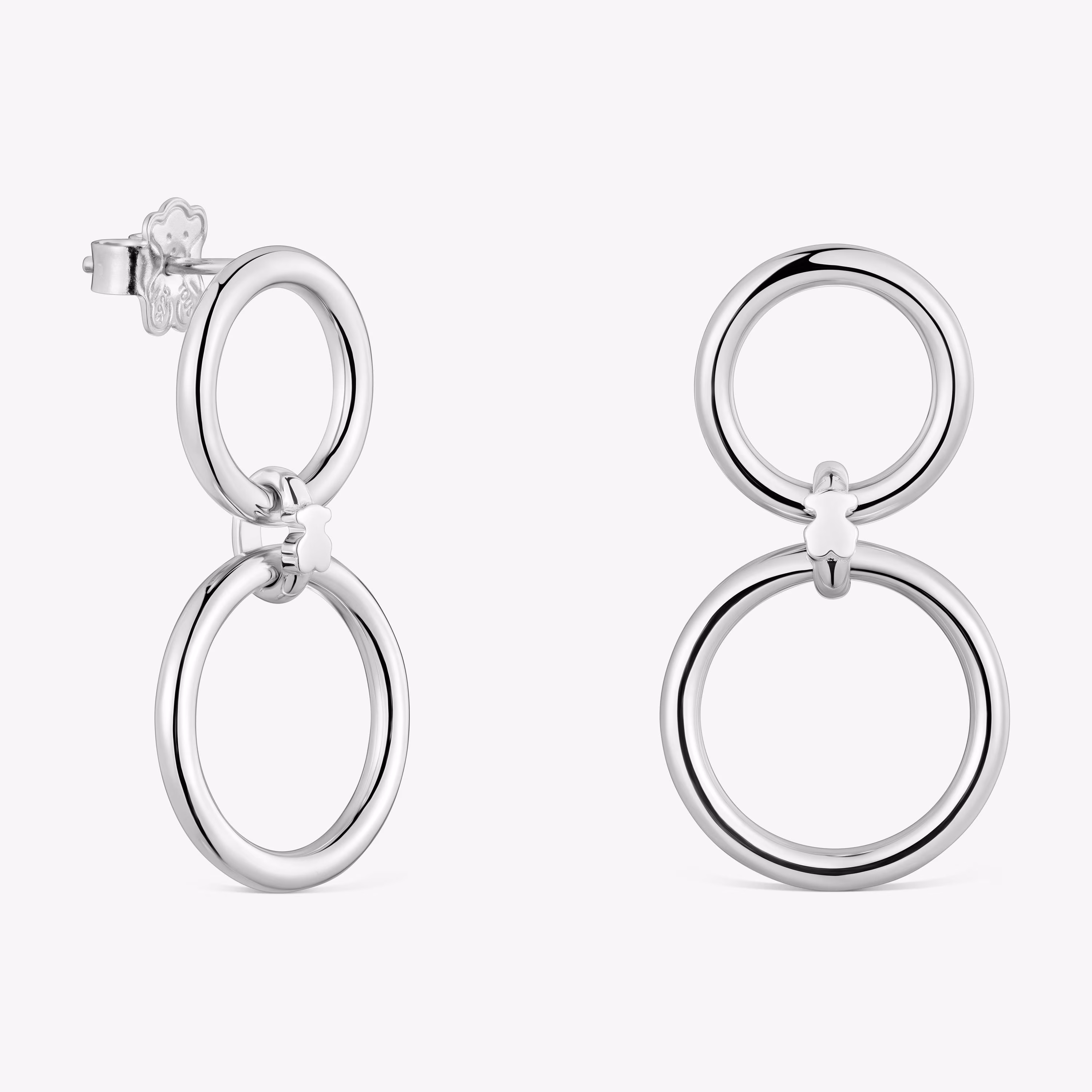 Pendientes doble círculo de plata Straight