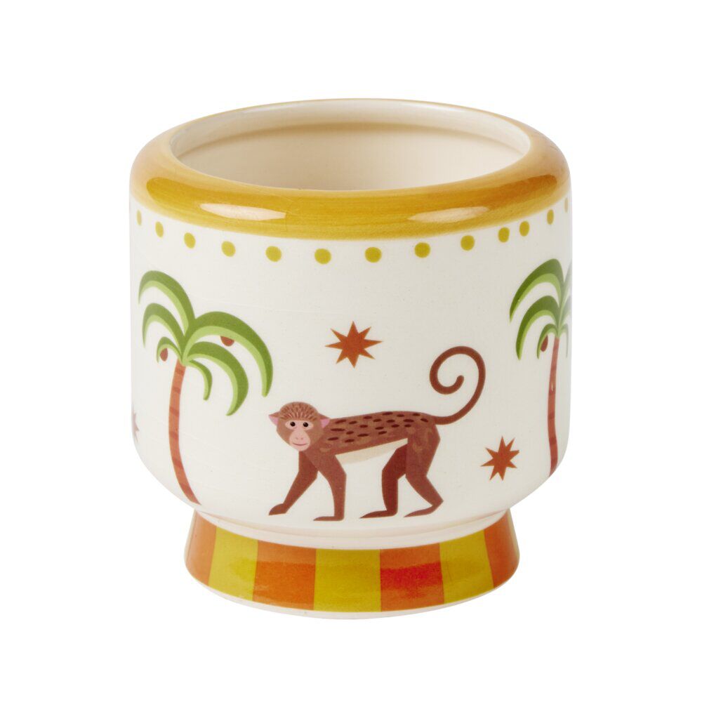 Bougie parfumée dans pot céramique motif animal tropical Ø8xH8cm (3 modèles)