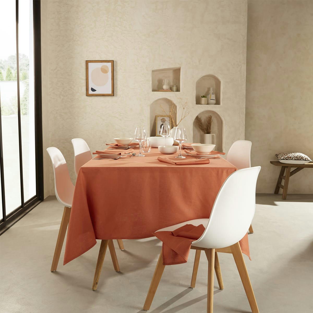 LA LILLOISE - Nappe unie en polylin tangerine 180 x 300