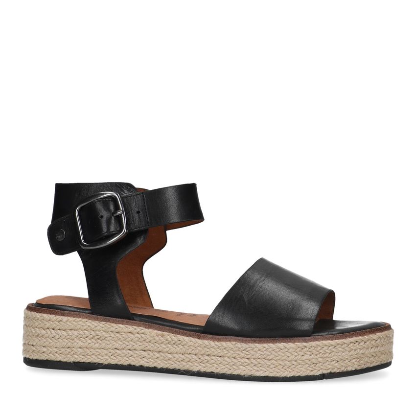 No Stress Zwarte leren sandalen