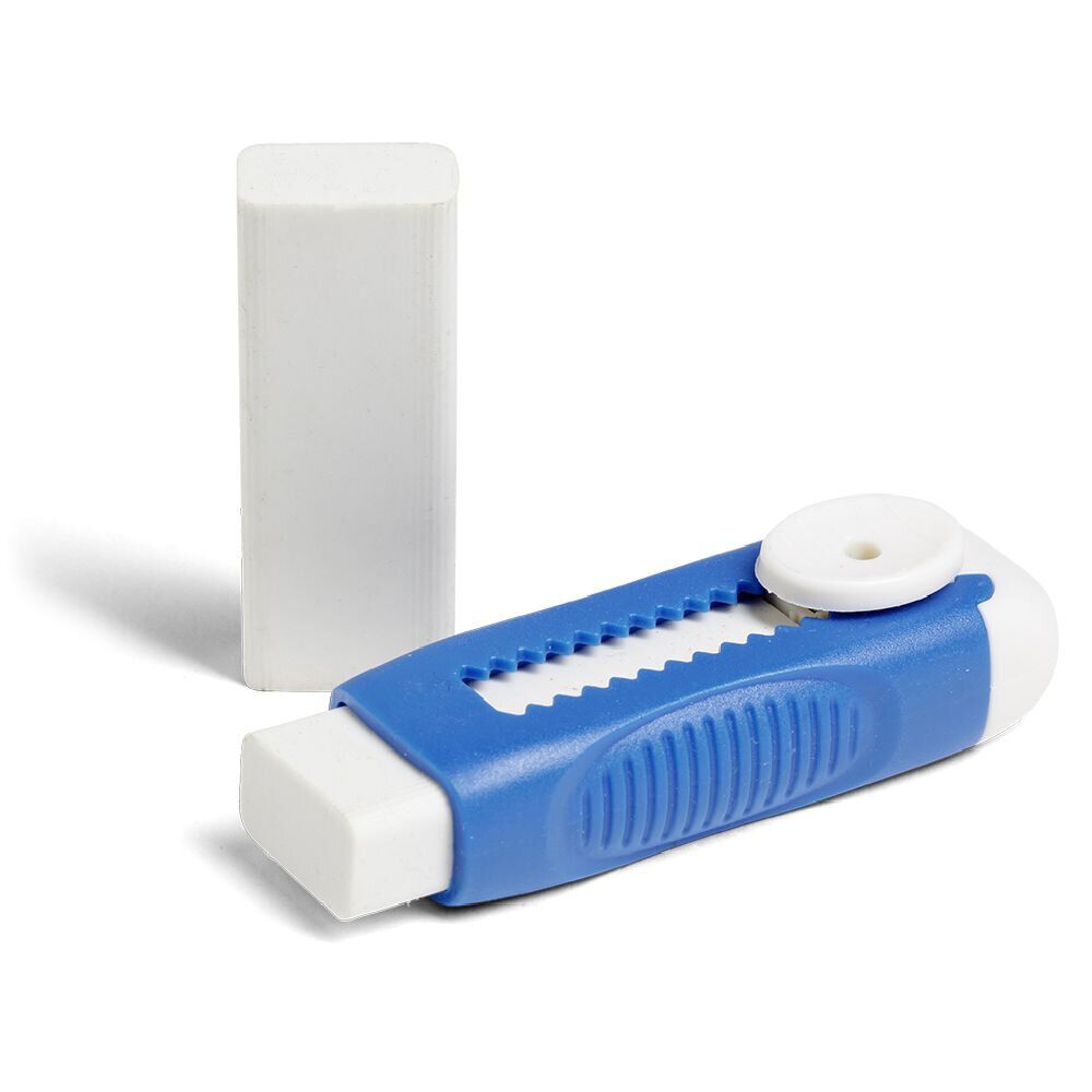Gomme rétractable avec recharge bleu ou vert