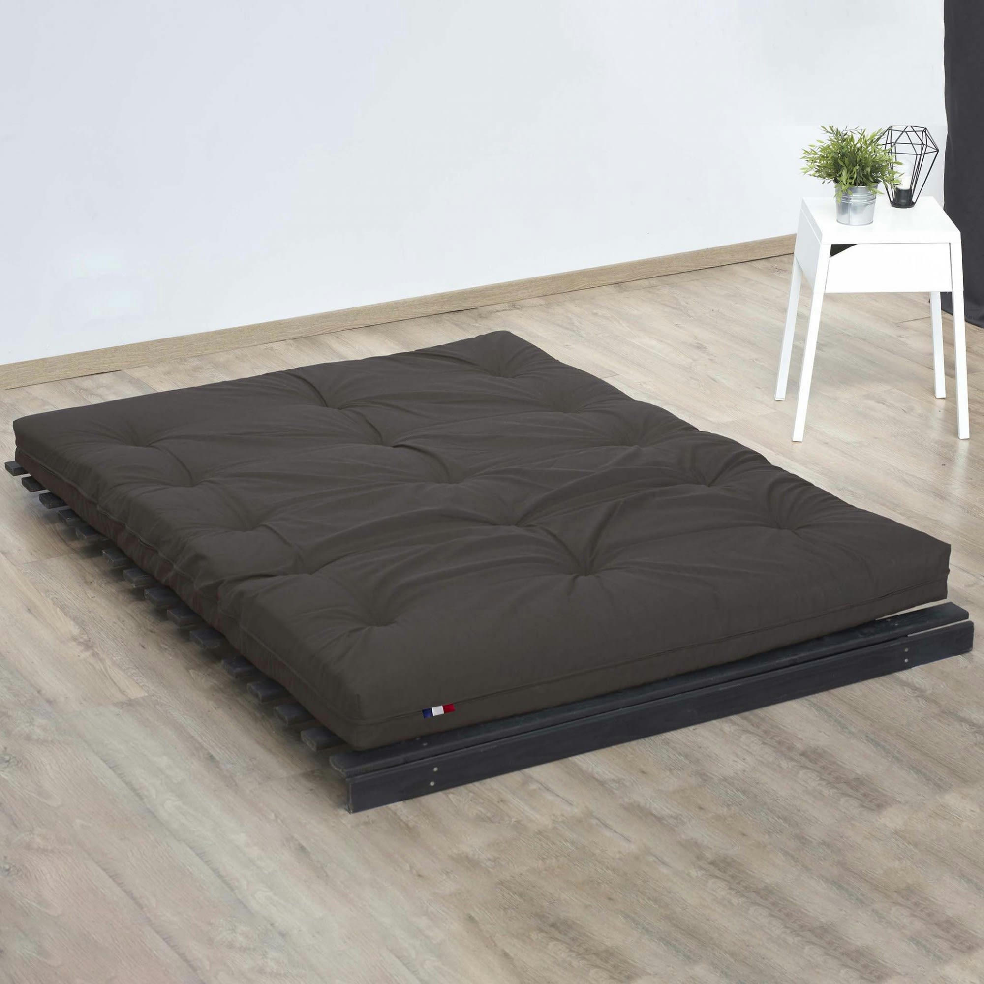 FUTON COTON - Matelas futon coton chocolat 160x200