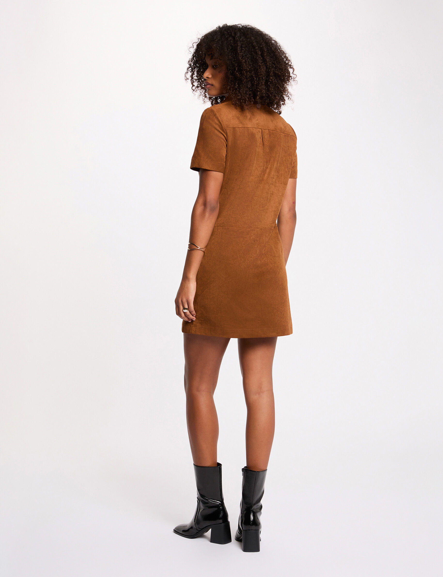 Short Wrap Dress Cognac Brown Women