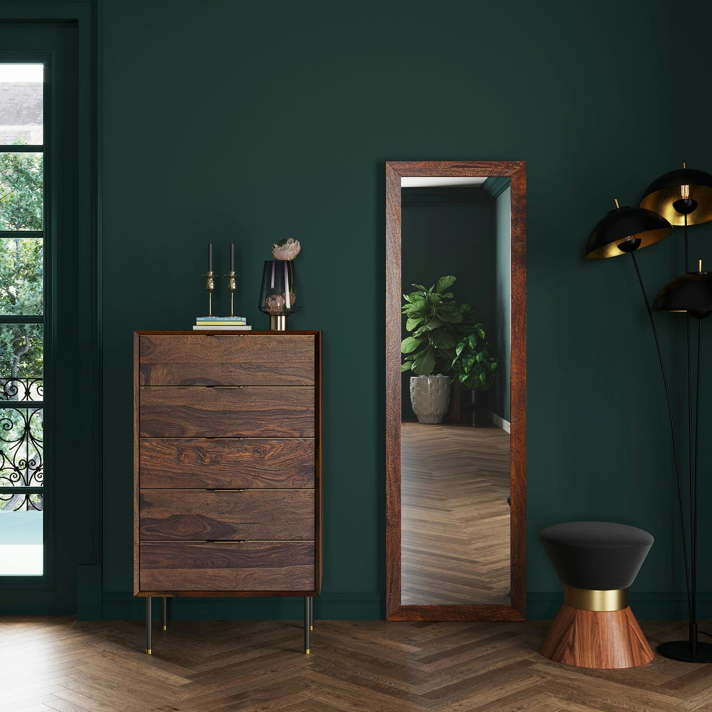 RAVELLO - Chiffonnier 5 tiroirs en sheesham massif