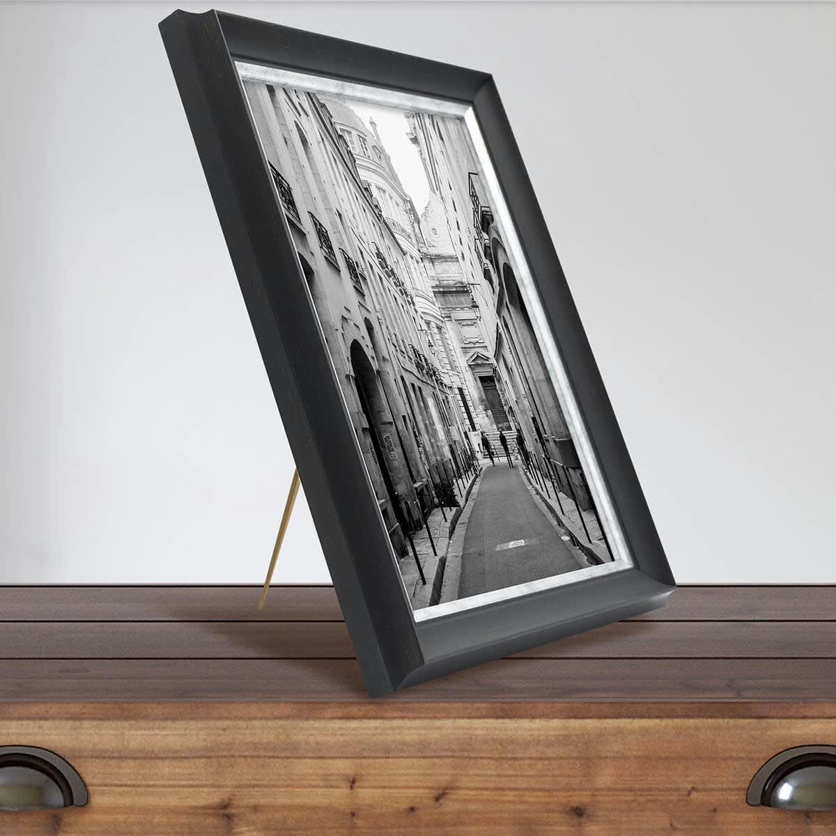 PANDORE - Cadre photo noir et finition argent 18x24 cm résine recyclée