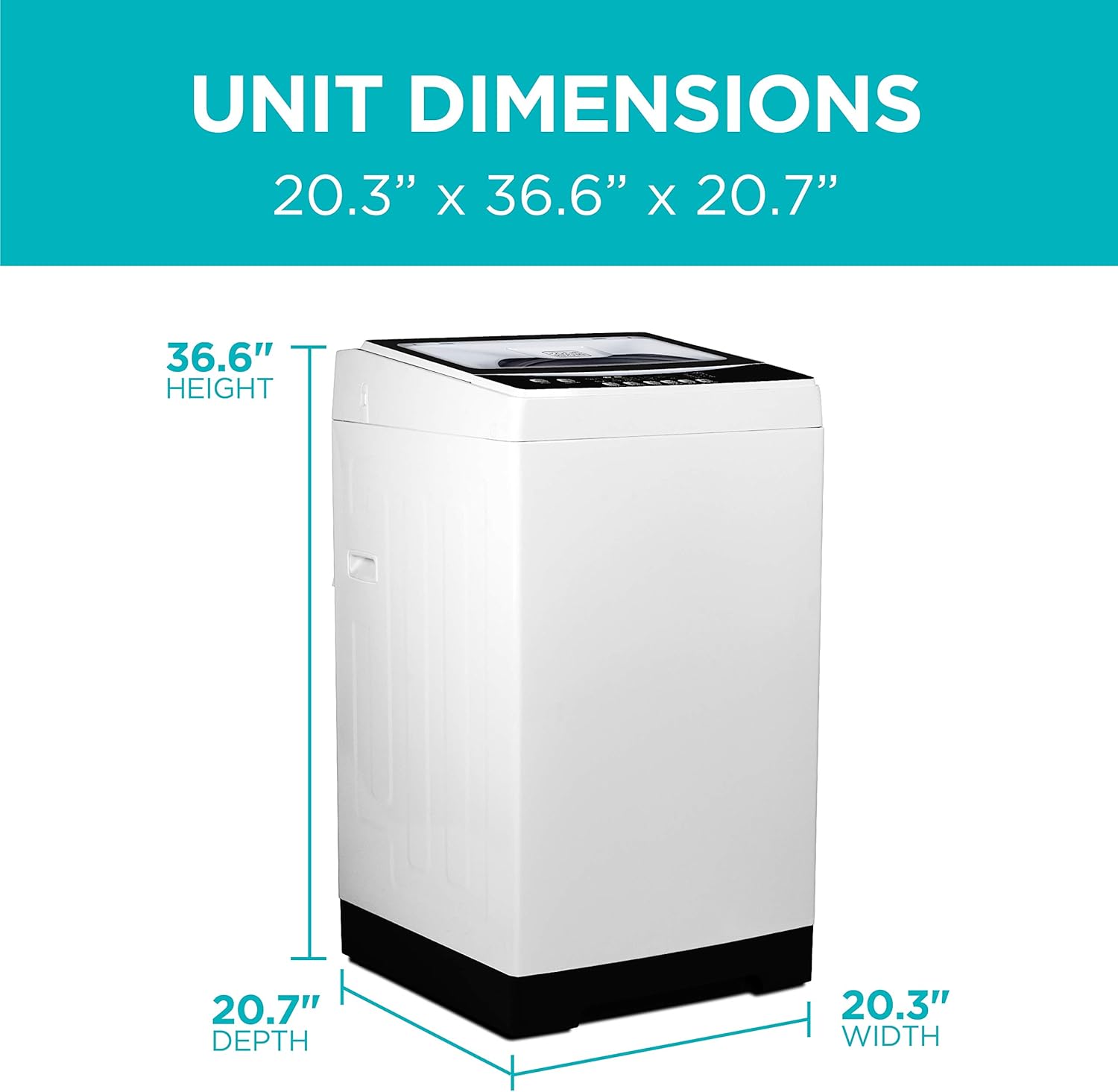 BLACK+DECKER Small Portable Washer, Washing Machine for Household Use, Portable Washer 1.7 cu.Ft with 8 Cycles, Transparent Lid & LED Display