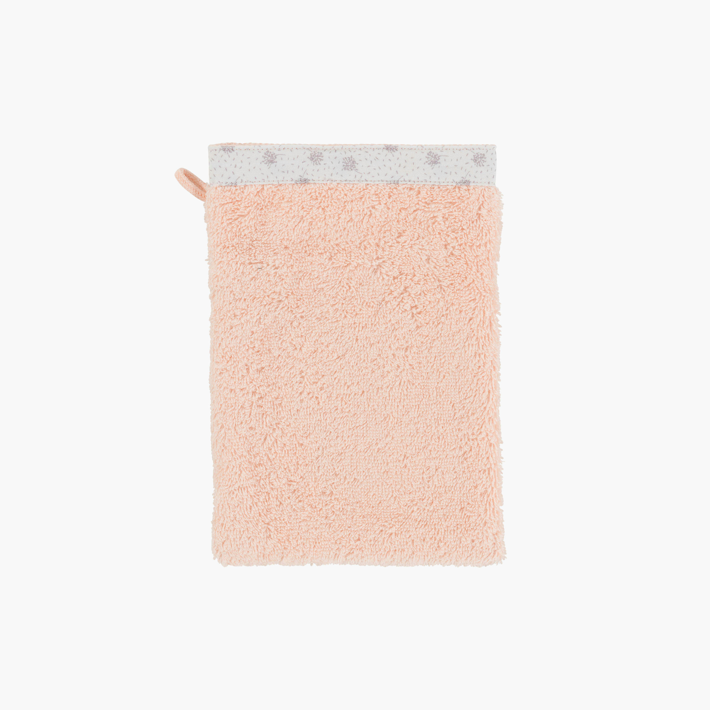 DEVINE - Gant de toilette coton biologique brodé bouclette rose 15 x 21 cm