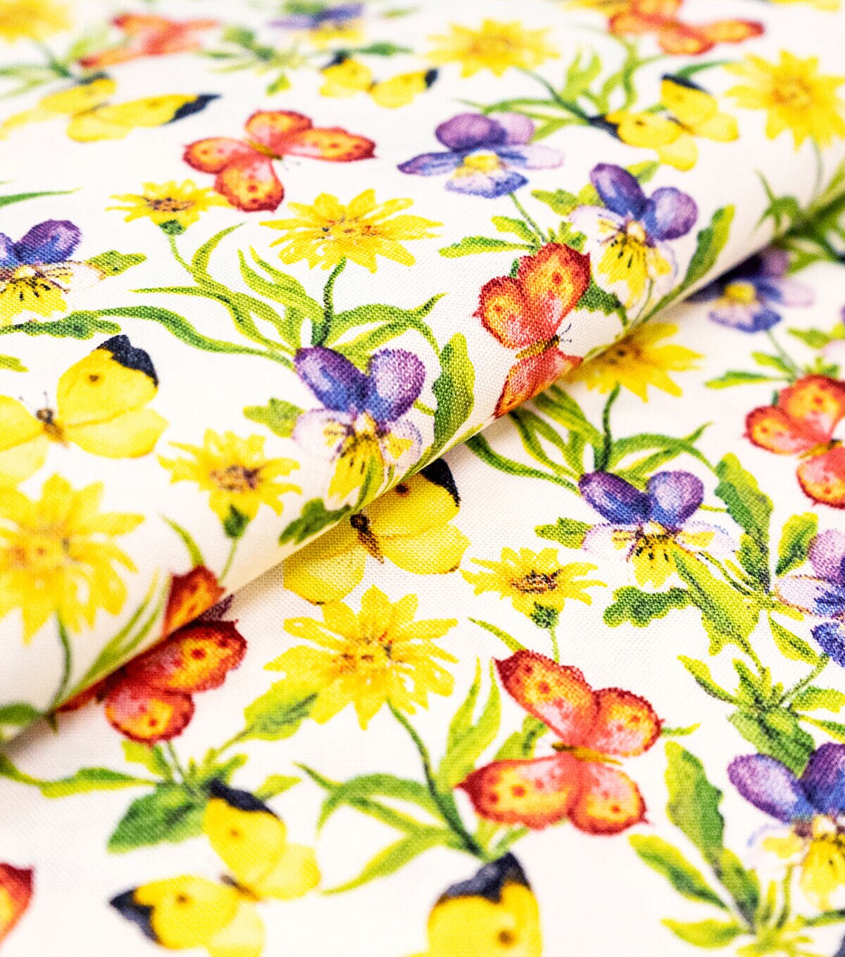 Singer Yellow & Red Butterflies Quilt Cotton Fabric