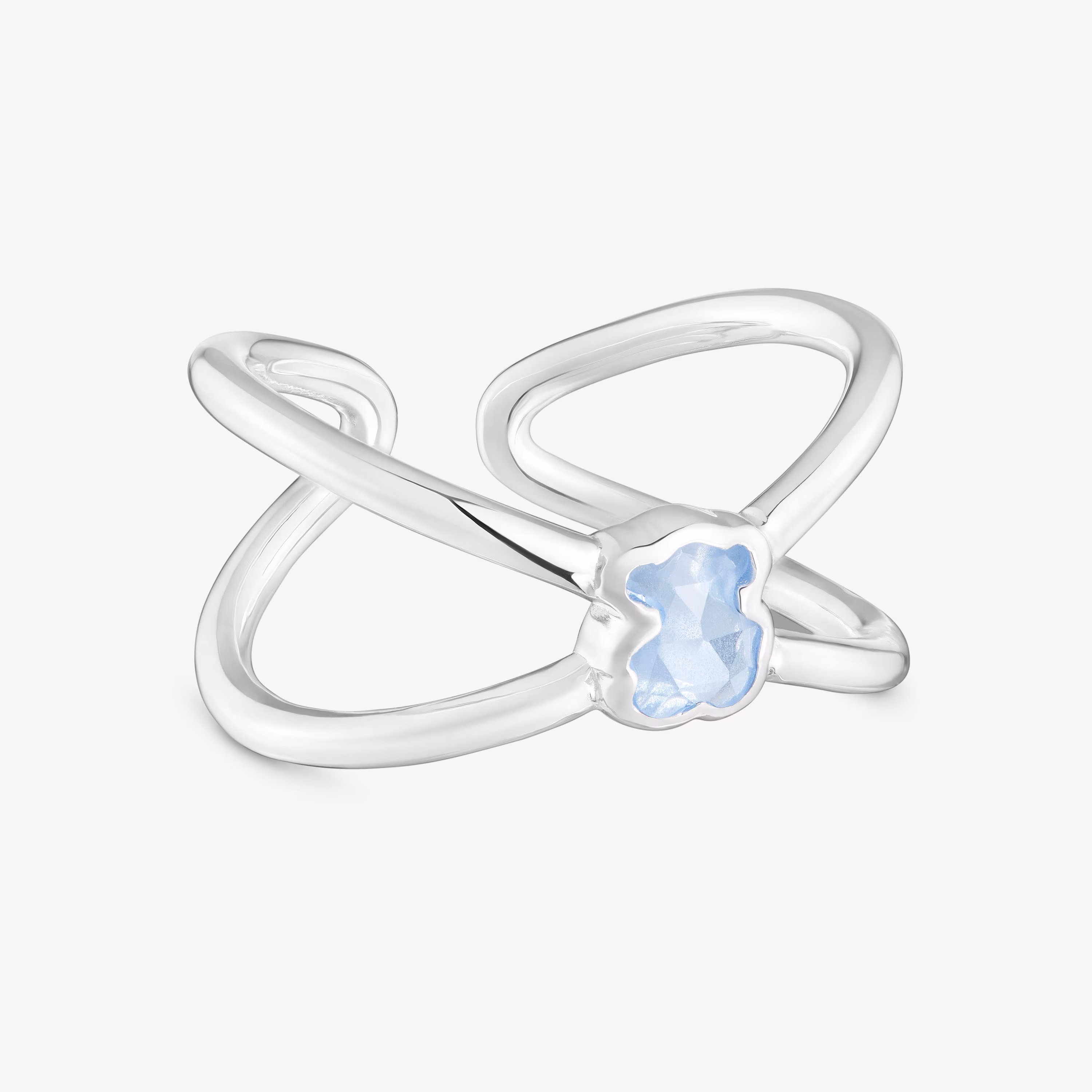 Anillo pequeño de plata y espinela azul creada en laboratorio Icon Color LGG