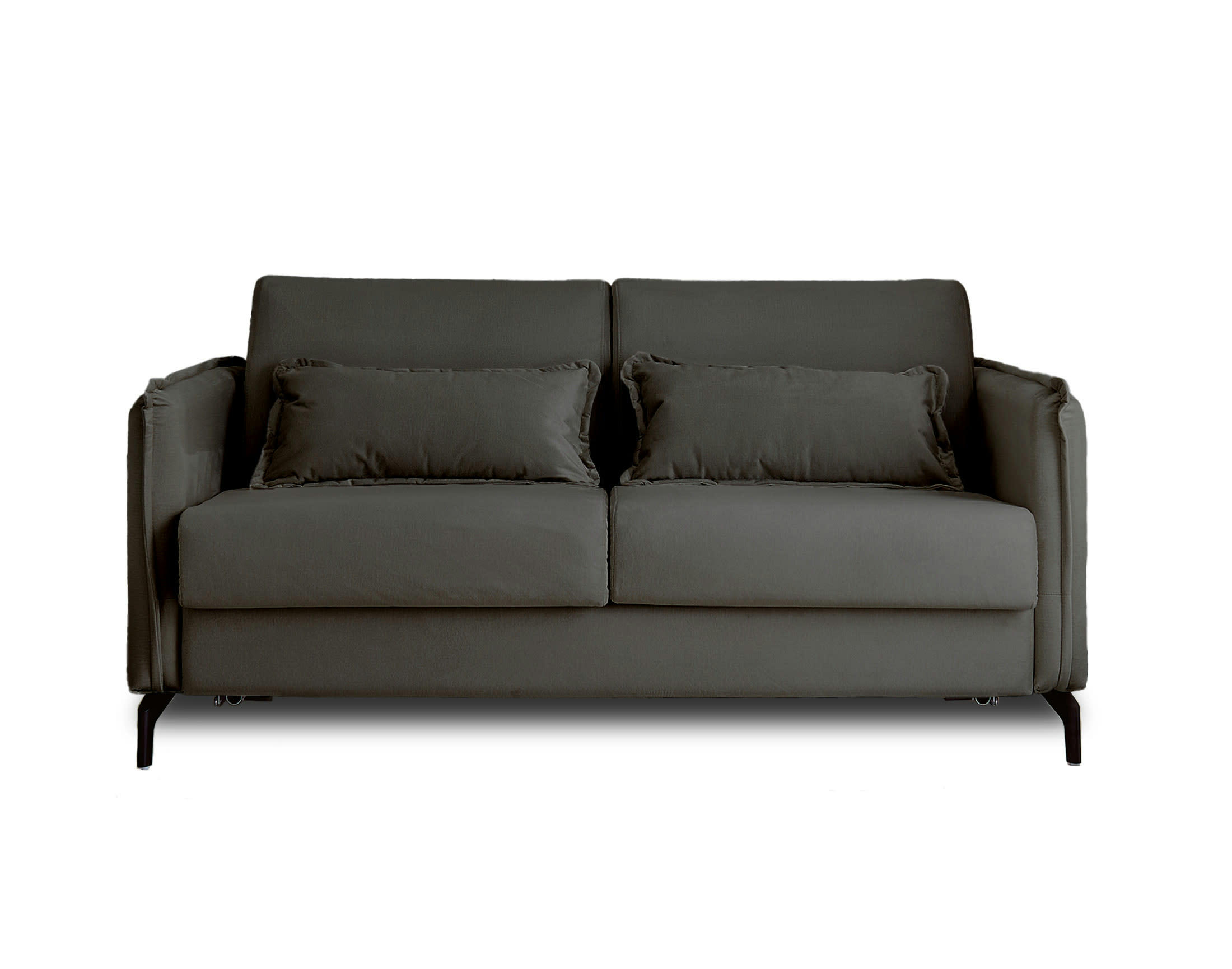 AGATE - Canapé droit convertible 3 places en velours gris foncé