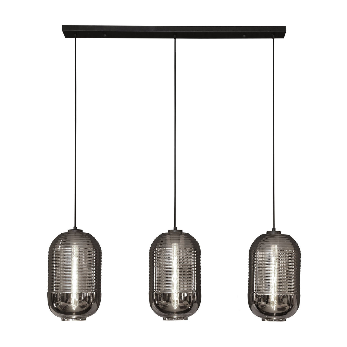 Giga Meubel Hanglamp Tub - Chrome Glas - 3-Lichts - 105x22x150cm