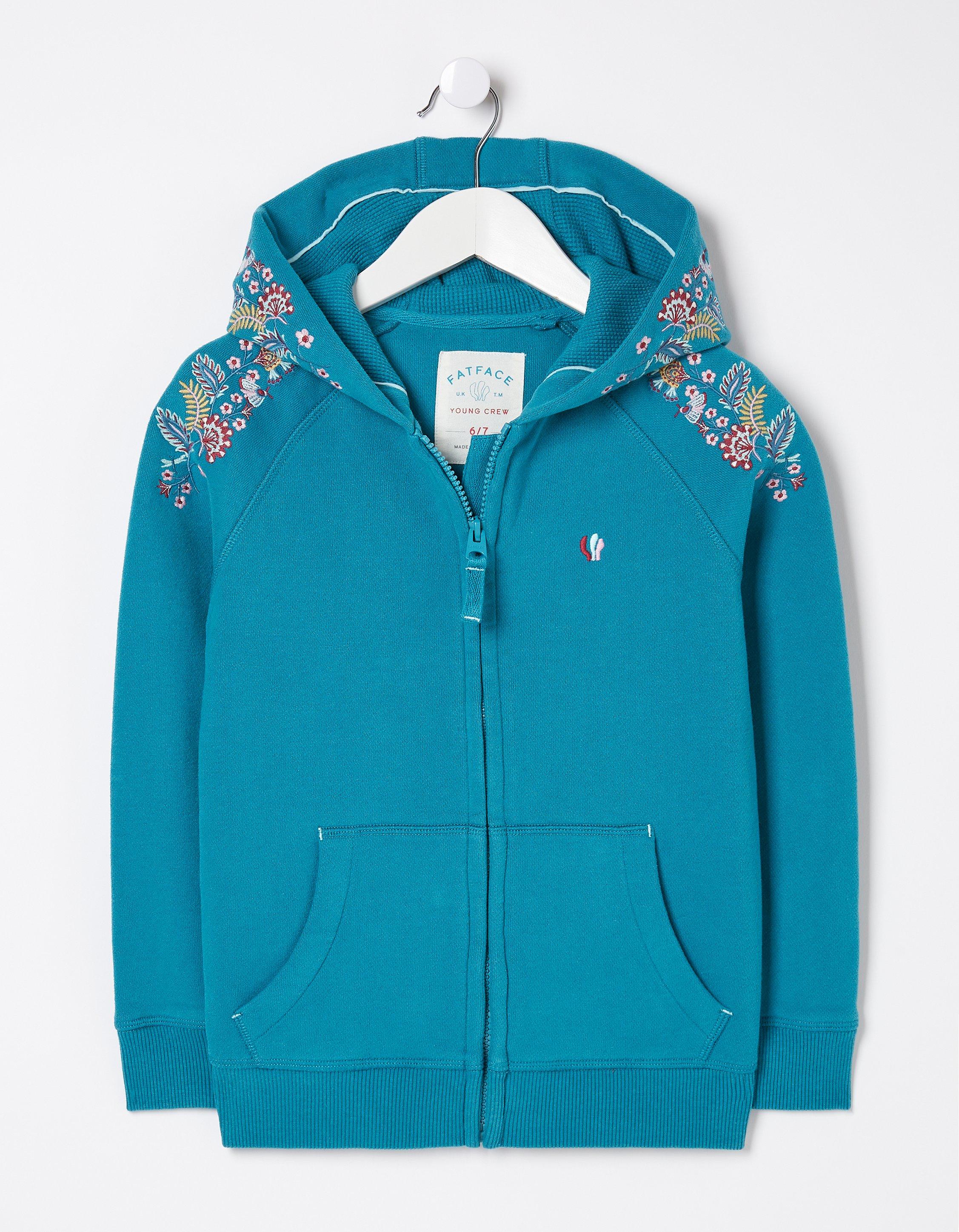 Embroidered Zip Through Hoodie