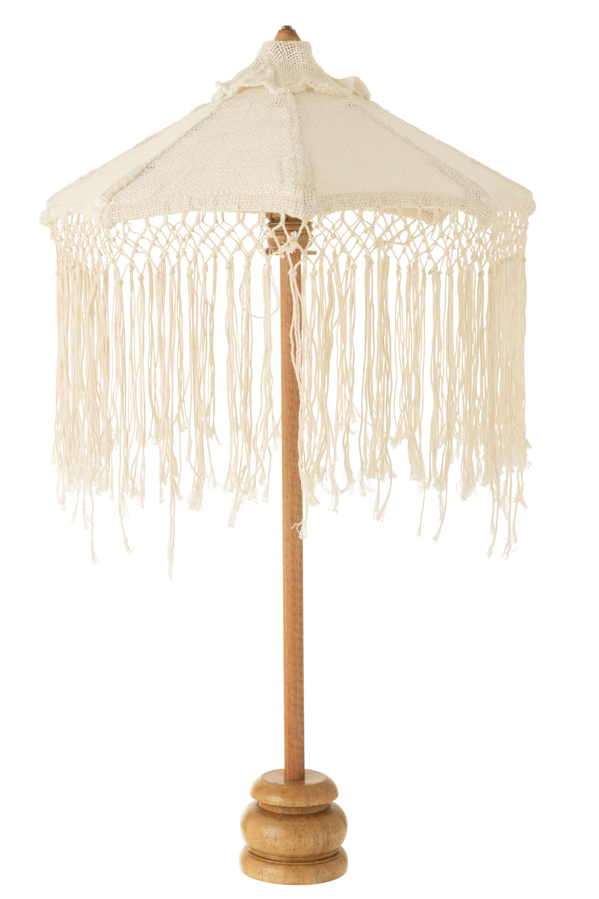 J-Line parasol Lang Franjes - hout - wit