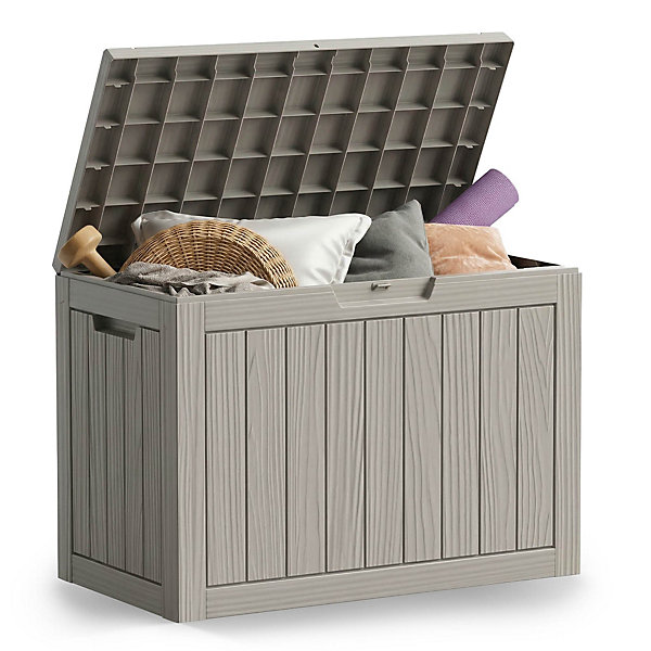 Coffre de jardin imperméable 170L boîte de rangement extérieur balcon terrasse plastique polypropylène gris