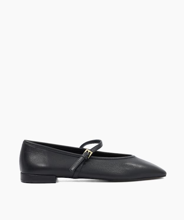 Hearthrob Black - Leather Pointed Toe Mary Jane Ballet Flats