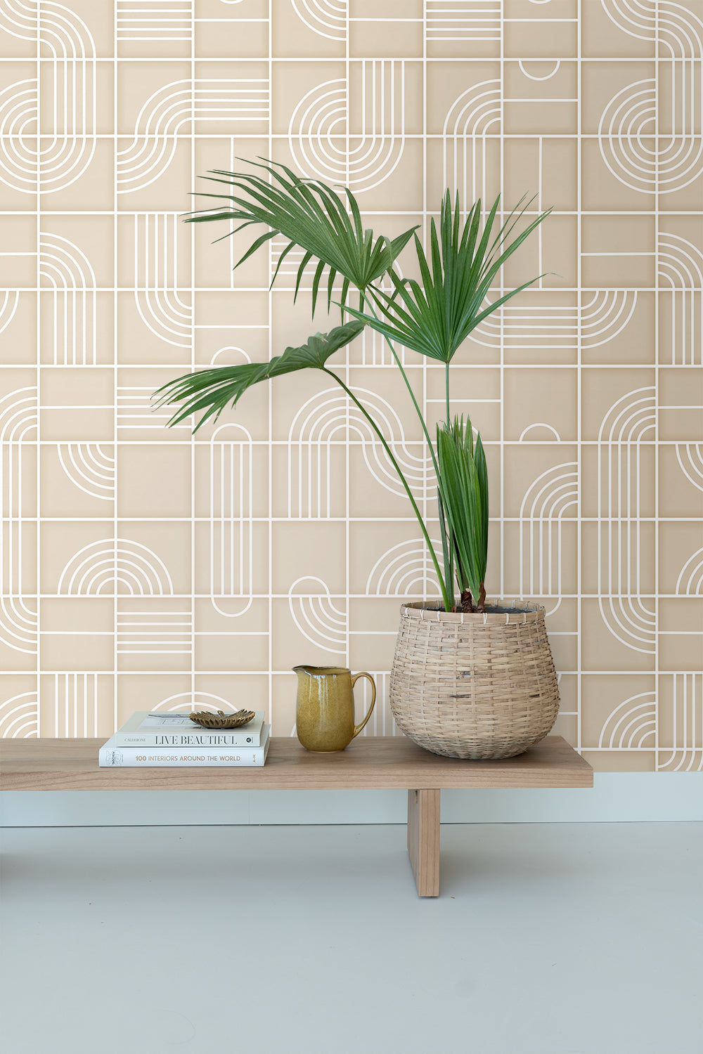ESTAhome fotobehang grafisch 3D motief beige - 150 x 279 cm - 159363