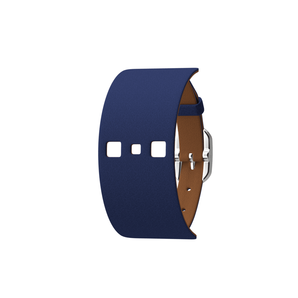 Bracelet Cuir Bleu Denim / Canyon, boucle dorée rose