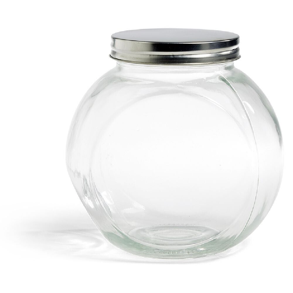 Bocal en verre 1.5L transparent couvercle métal 16x11,5xH16cm