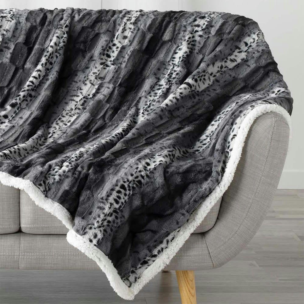 SHERPA GRIZZLI - Plaid imitation fourrure gris 125x150cm