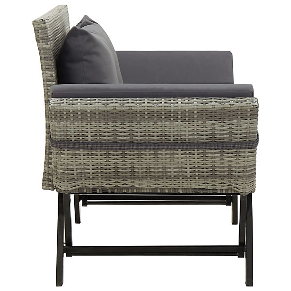 Banc de jardin avec coussins 176 cm Gris Résine tressée vidaXL