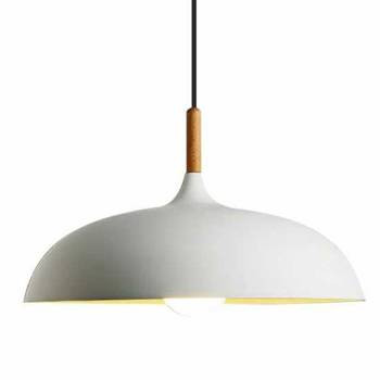 LAMPA WISZĄCA SAUCER 45cm biała drewniana scandi