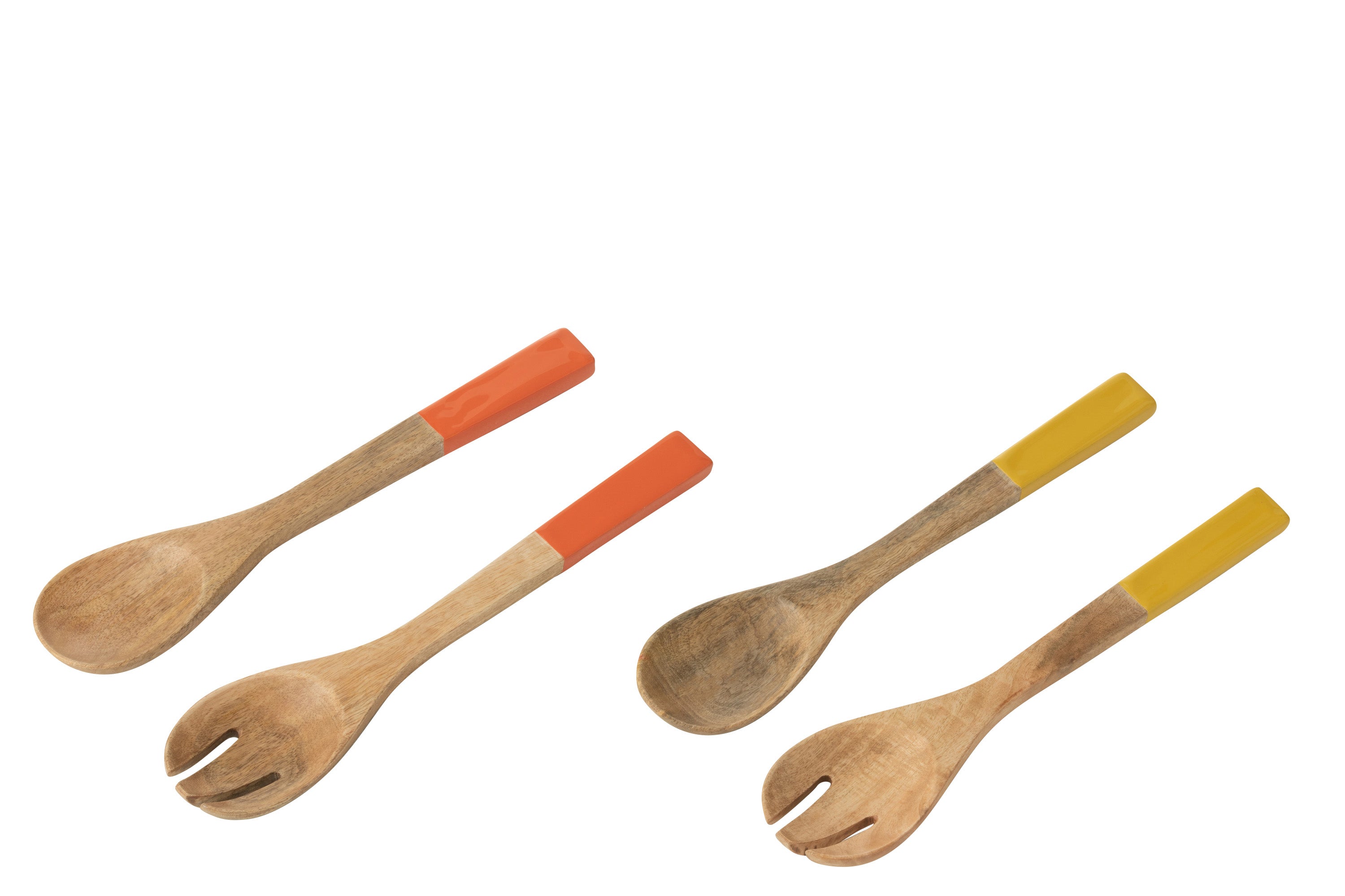 J-Line Set Van 2 Salade Serveerder Mango Hout Geel Roze Assortiment