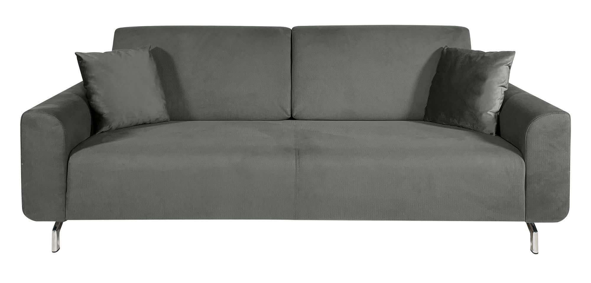 ZORAN - Canapé fixe 3 places  en tissu gris argenté