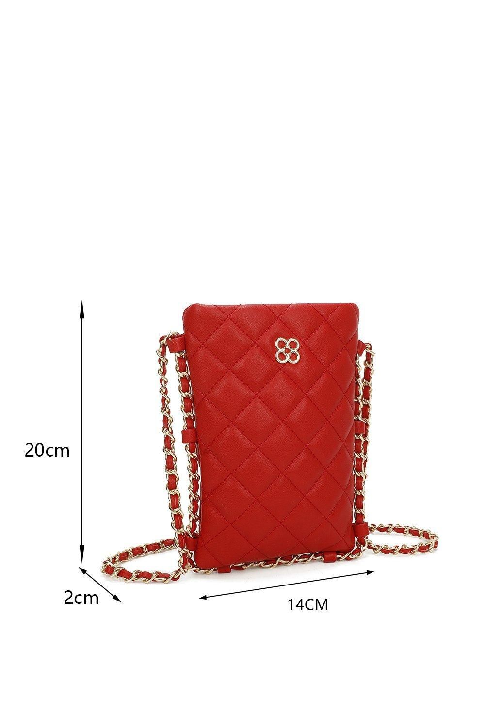 Fontanella Fashion Clover Quilted Diamond Patterned Mini PU Leather Vertical Crossbody Bag