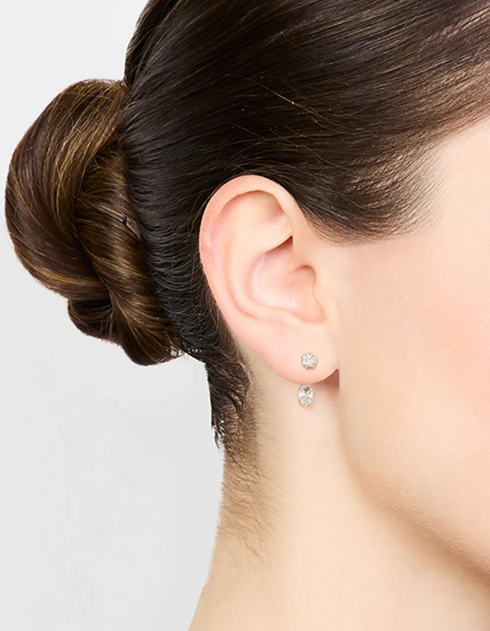 Gold Plated Cubic Zirconia Jacket Earrings