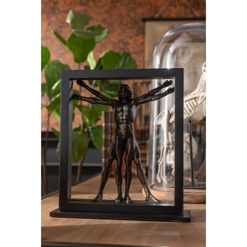 BRONZE - Personnage dans cadre résine bronze H32cm