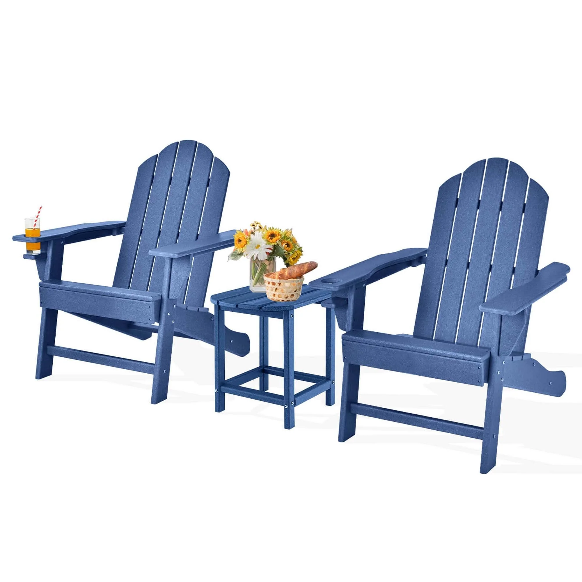 Costway 3 PCS Patio Adirondack Chair Side Table HDPE Weather Resistant - See Details