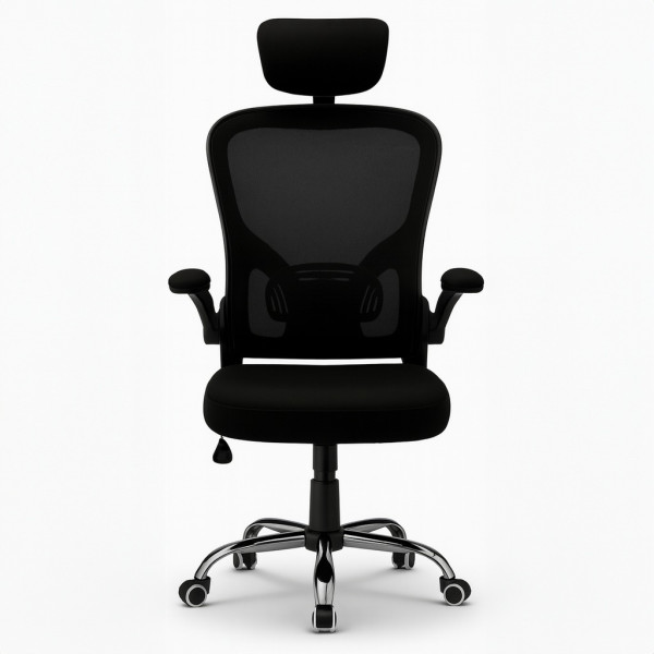 Krzesło biurowe regulowany obrotowy fotel biurowy ergonomiczny KB110 czarny