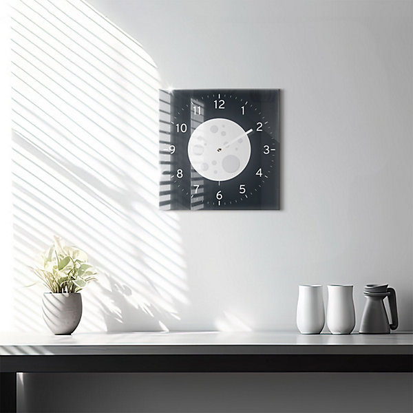 Horloge murale Wallfluent 30x30 cm Aiguilles blanches Pleine Lune 1 pcs