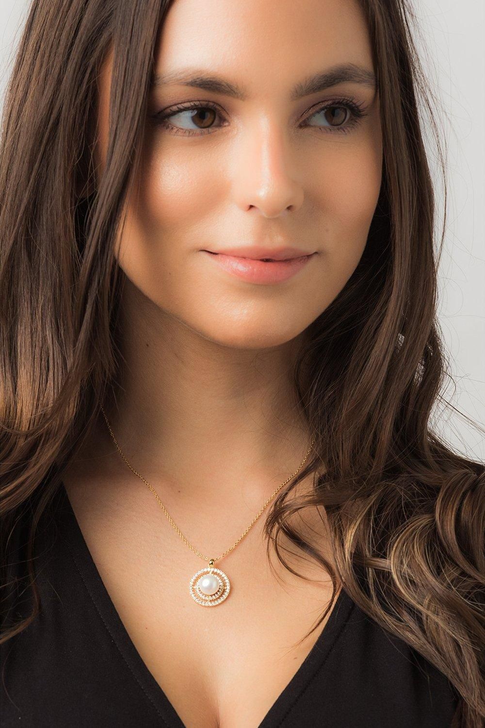 Pure Luxuries London Gift Packaged 'Valverde' 18ct Yellow Gold Plated 925 Silver Cubic Zirconia Necklace