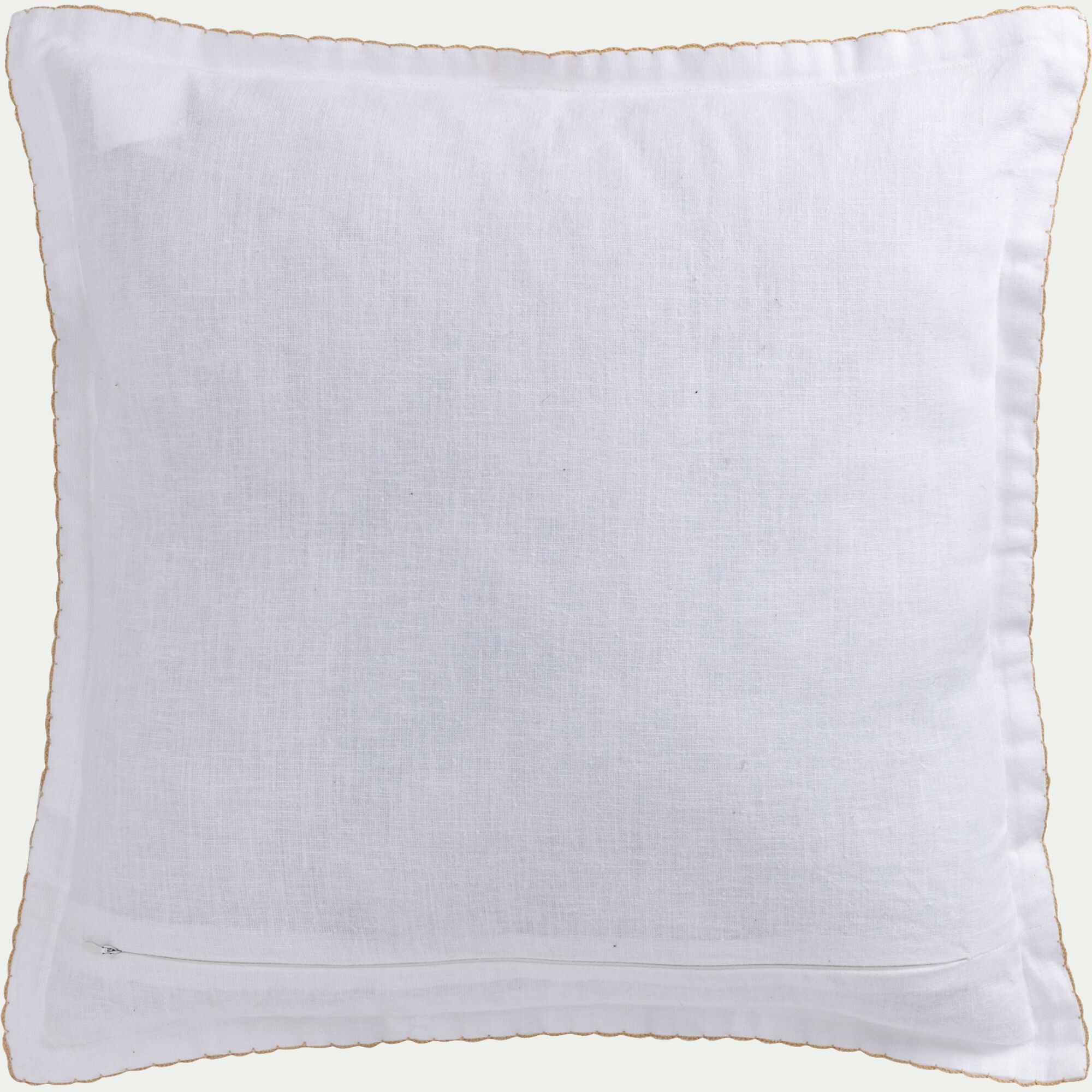 ISTIA - Coussin finition croquet en lin et coton 45x45cm - blanc