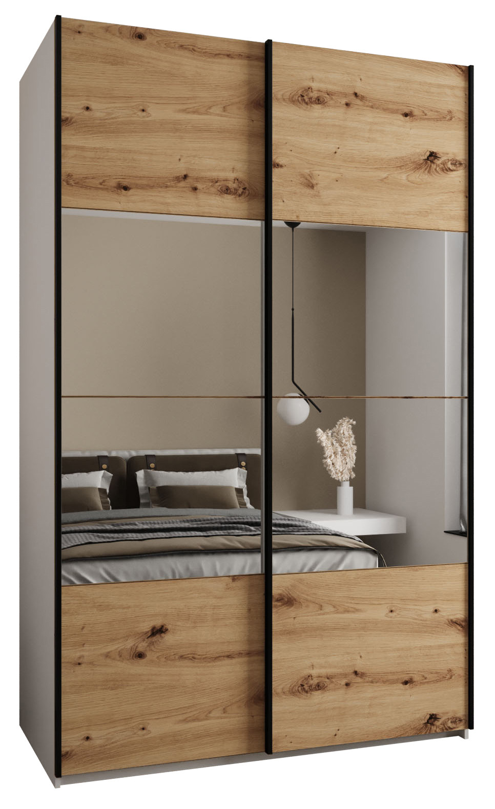 Szafa przesuwna 64 wysoka Lux 4 150 biały artisan czarny