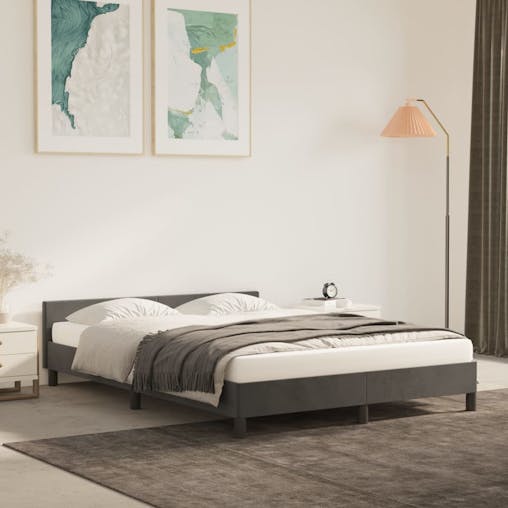 NNEVL Bed Frame Dark Grey 107x203 cm King Single Size Velvet
